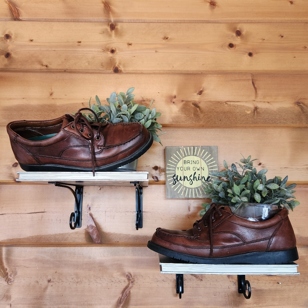 Iron Age 💙 Brown Leather Electro Static Steel Moc Toe Oxford Boat Shoe Work 9 M